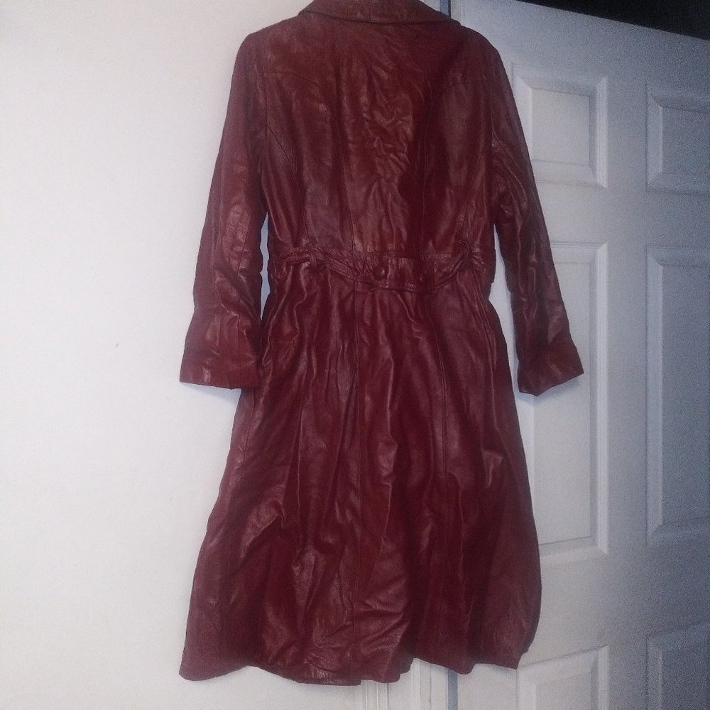 Red Leather Trench Coat